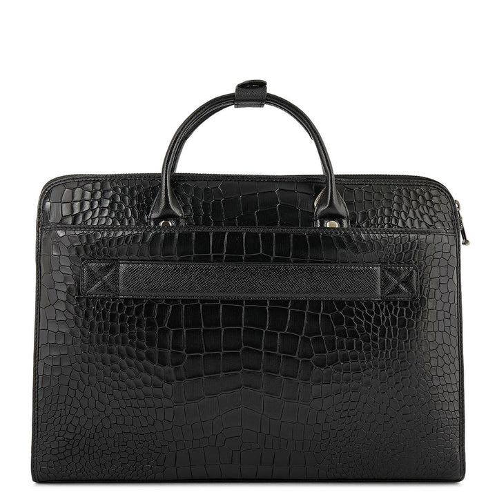 Croco-Texture Laptop Sleeve (M) - Black