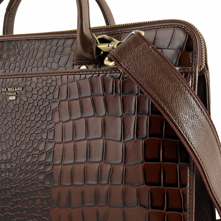 Croco-Texture Laptop Sleeve (M) - Walnut