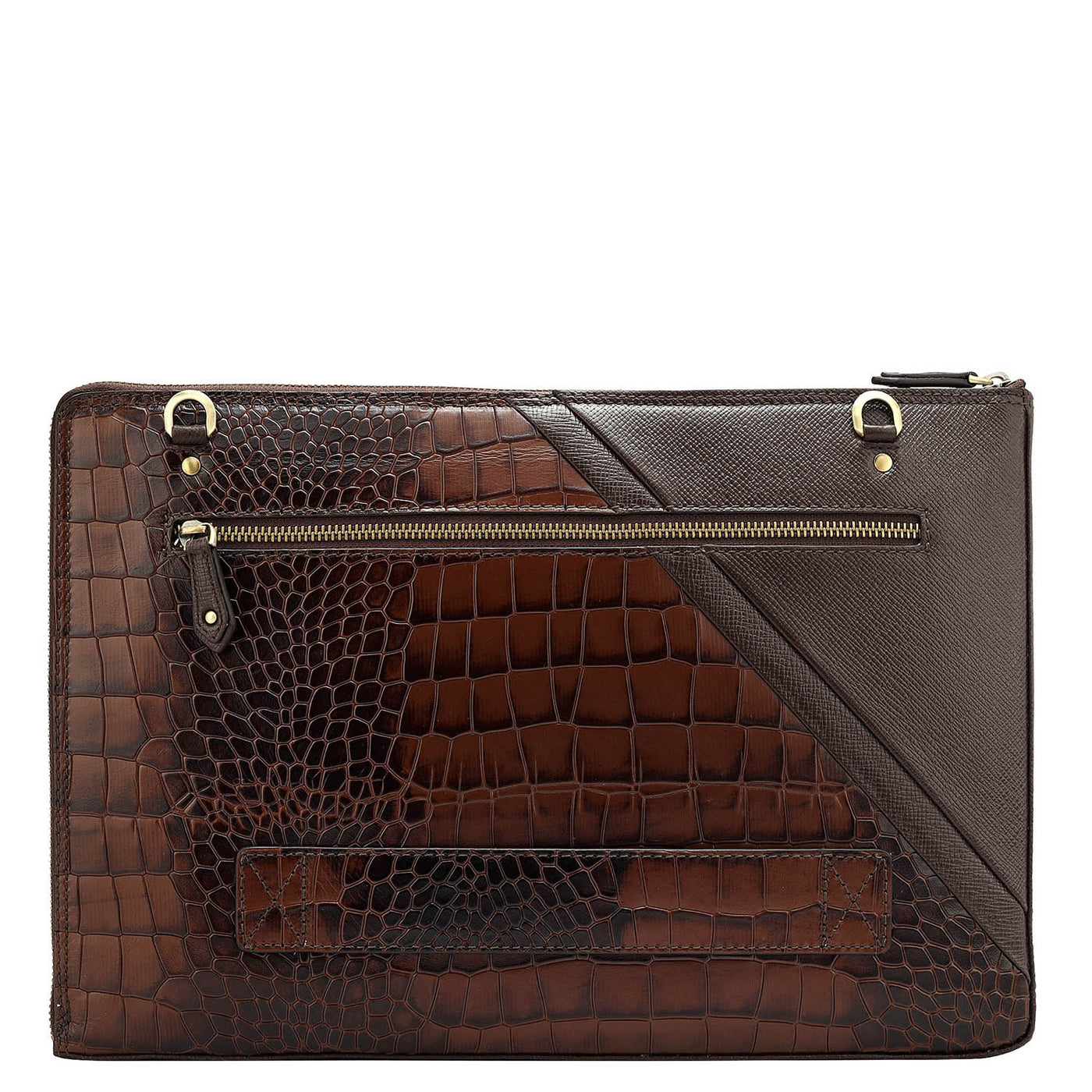 Brown Croco Franzy Leather Computer Sleeve - Upto 15"