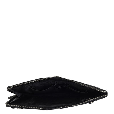 Croco Franzy Leather Laptop Sleeve - Black
