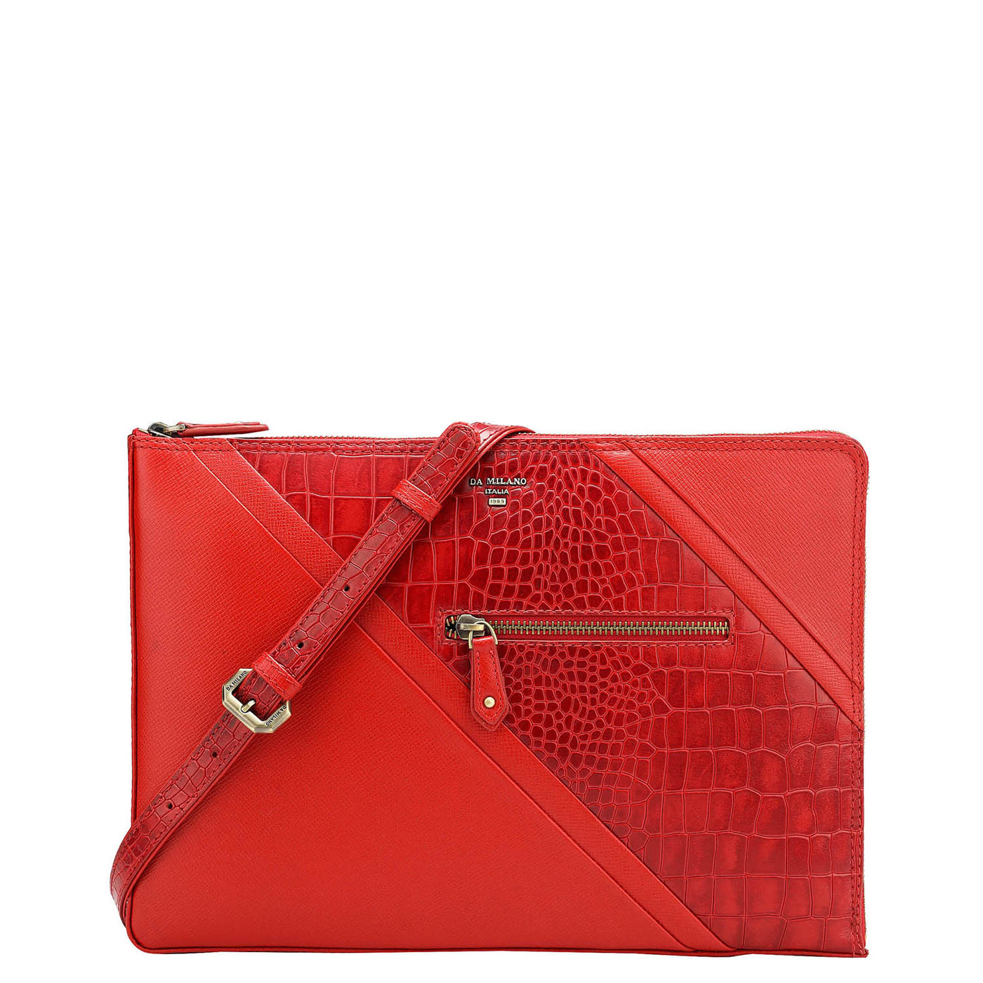 Croco Franzy Leather Laptop Sleeve - Tomato