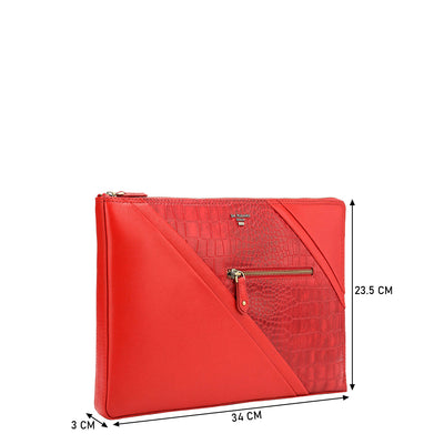 Croco Franzy Leather Laptop Sleeve - Tomato