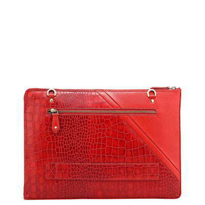Croco Franzy Leather Laptop Sleeve - Tomato