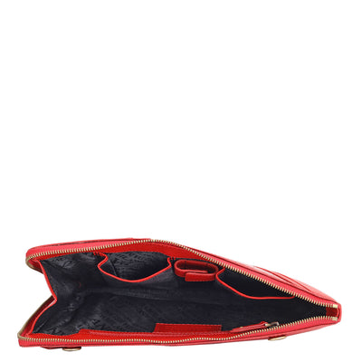 Croco Franzy Leather Laptop Sleeve - Tomato