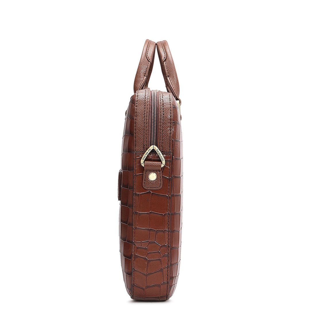 Croco Leather Laptop Sleeve - Date