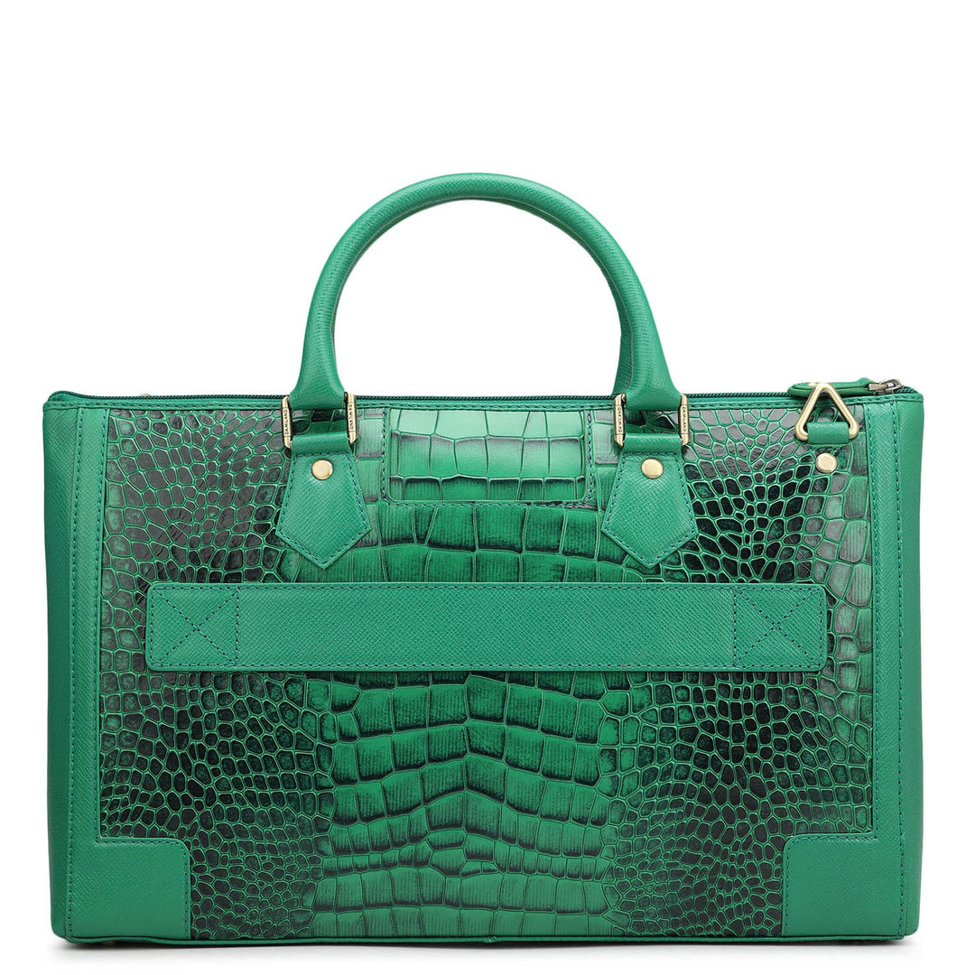 Croco Franzy Leather Laptop Sleeve - Sea Weed