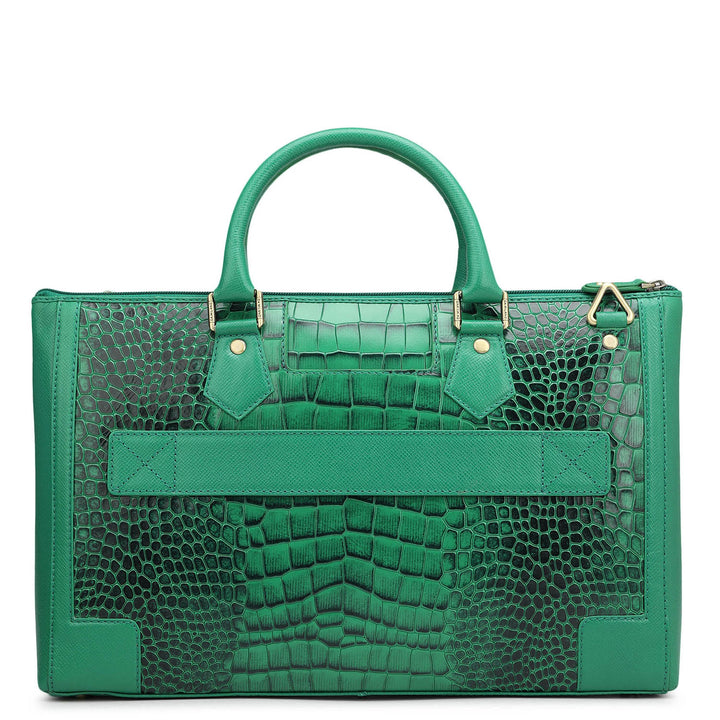 Croco Franzy Leather Laptop Sleeve - Sea Weed