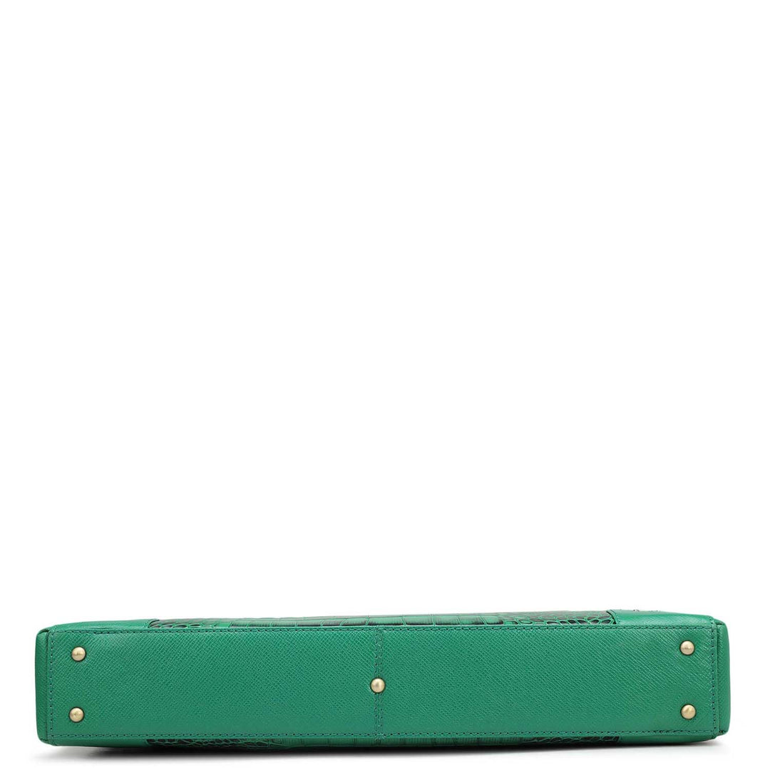 Croco Franzy Leather Laptop Sleeve - Sea Weed