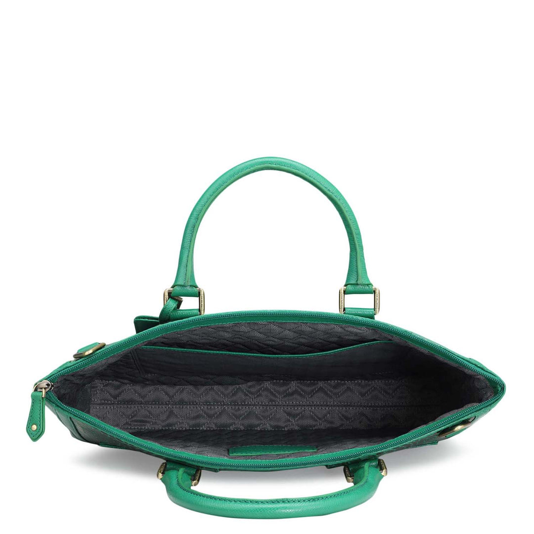Croco Franzy Leather Laptop Sleeve - Sea Weed