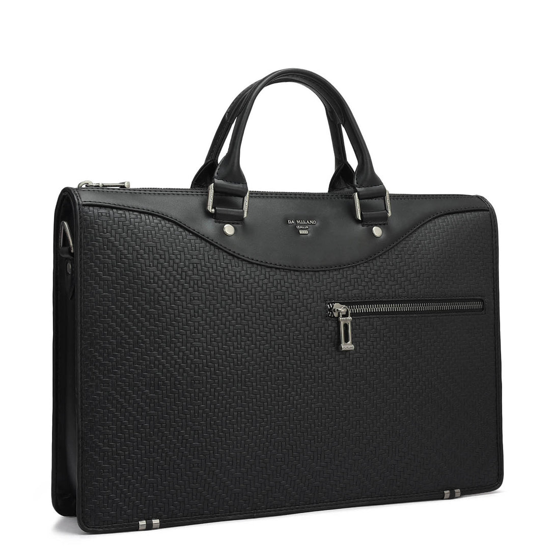 Mat Emboss Plain Leather Laptop Sleeve - Black