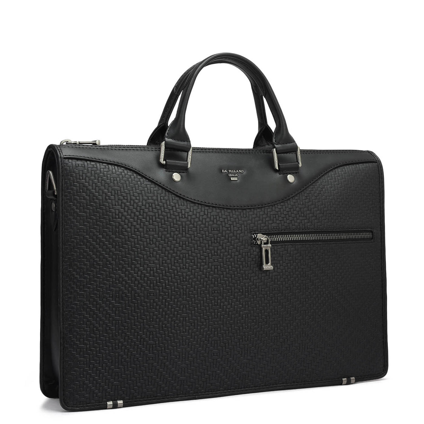 Mat Emboss Plain Leather Laptop Sleeve - Black