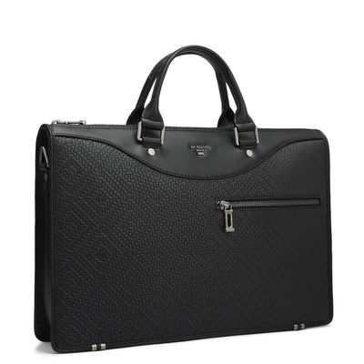 Mat Emboss Plain Leather Laptop Sleeve - Black
