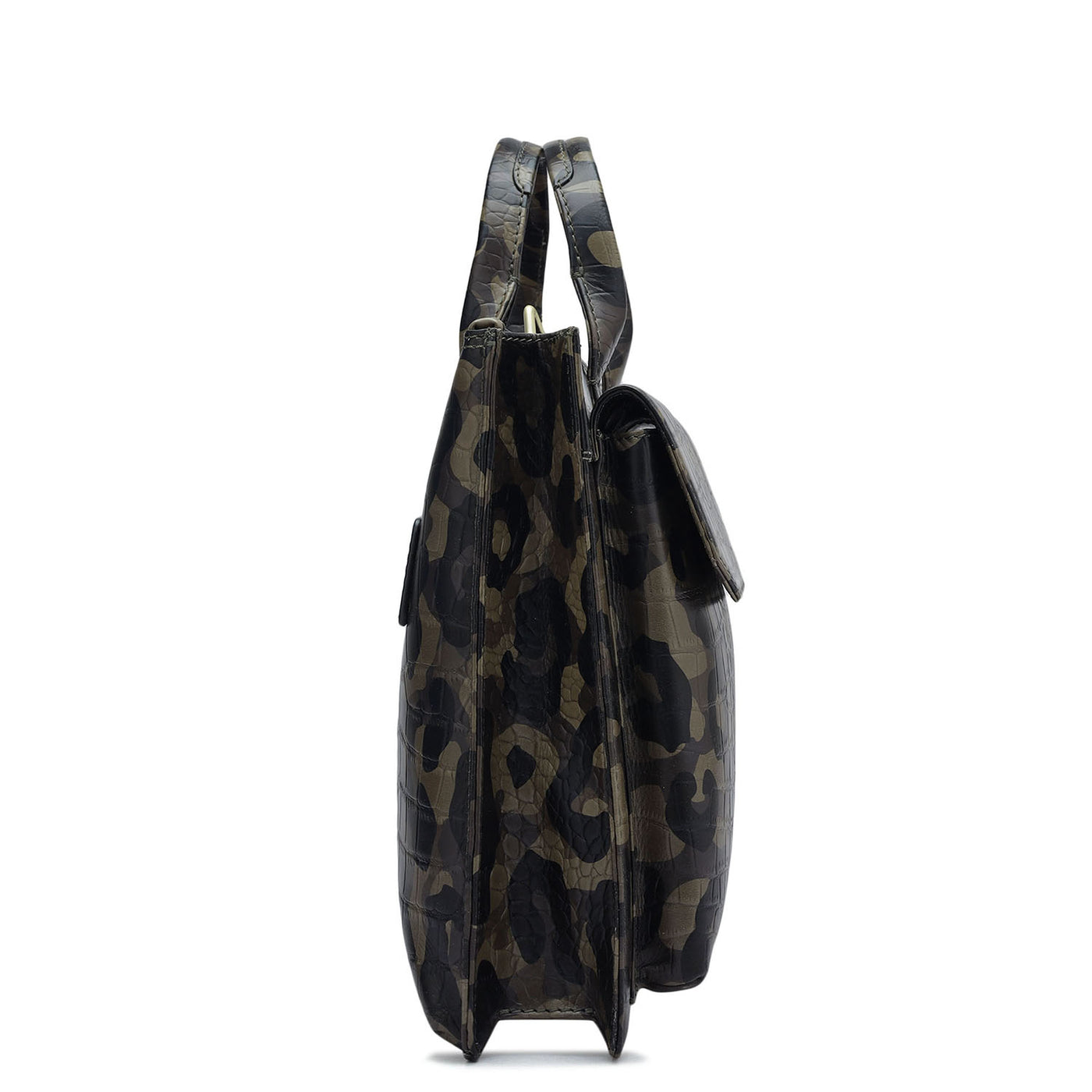 Military Green & Black Camouflage Leather Laptop Sleeve - Upto 14"