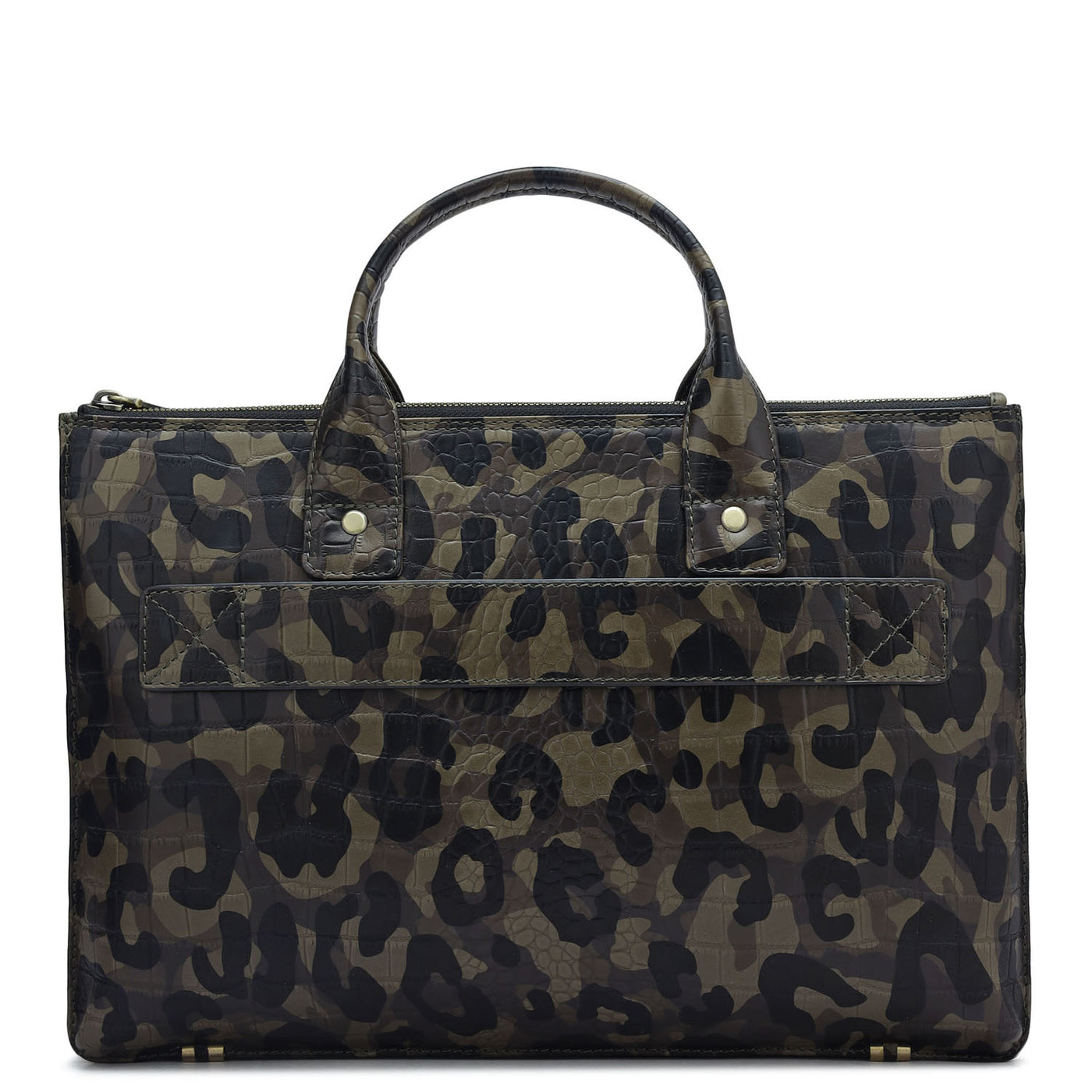 Military Green & Black Camouflage Leather Laptop Sleeve - Upto 14"