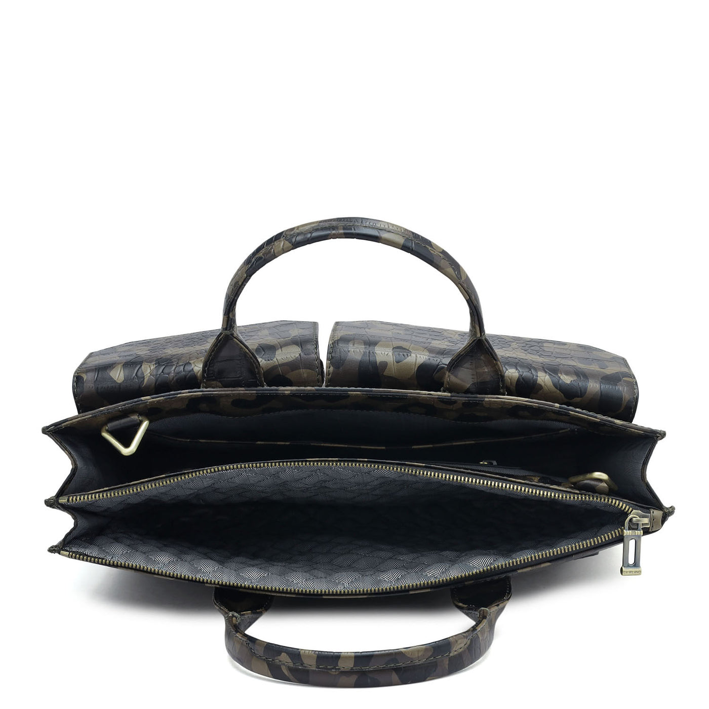 Military Green & Black Camouflage Leather Laptop Sleeve - Upto 14"