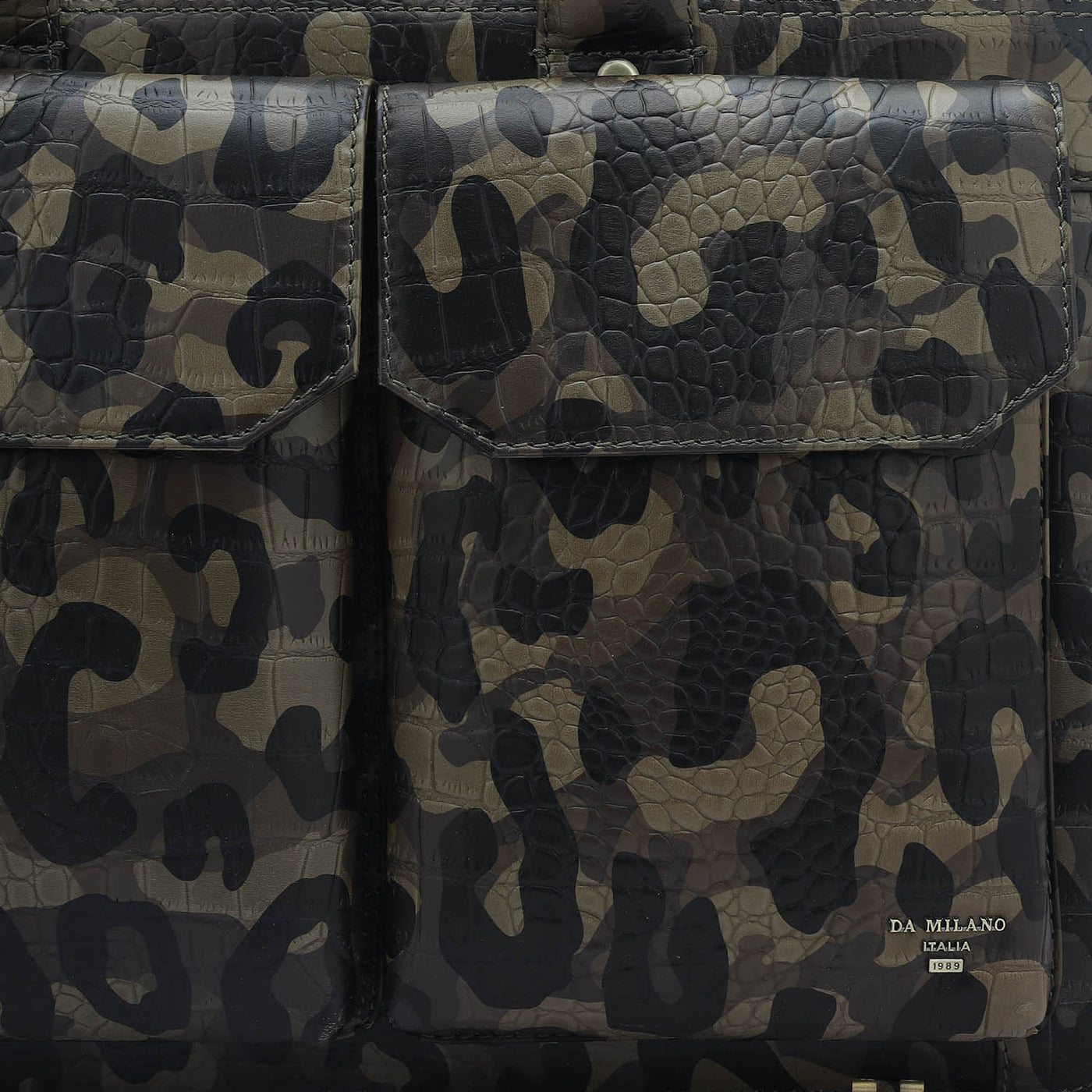 Military Green & Black Camouflage Leather Laptop Sleeve - Upto 14"