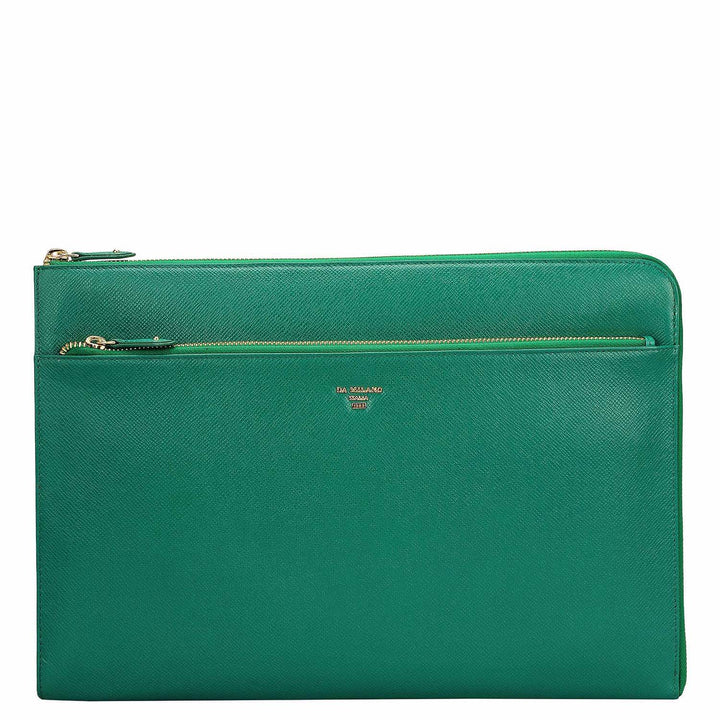 Franzy Leather Laptop Sleeve - Emerald Green