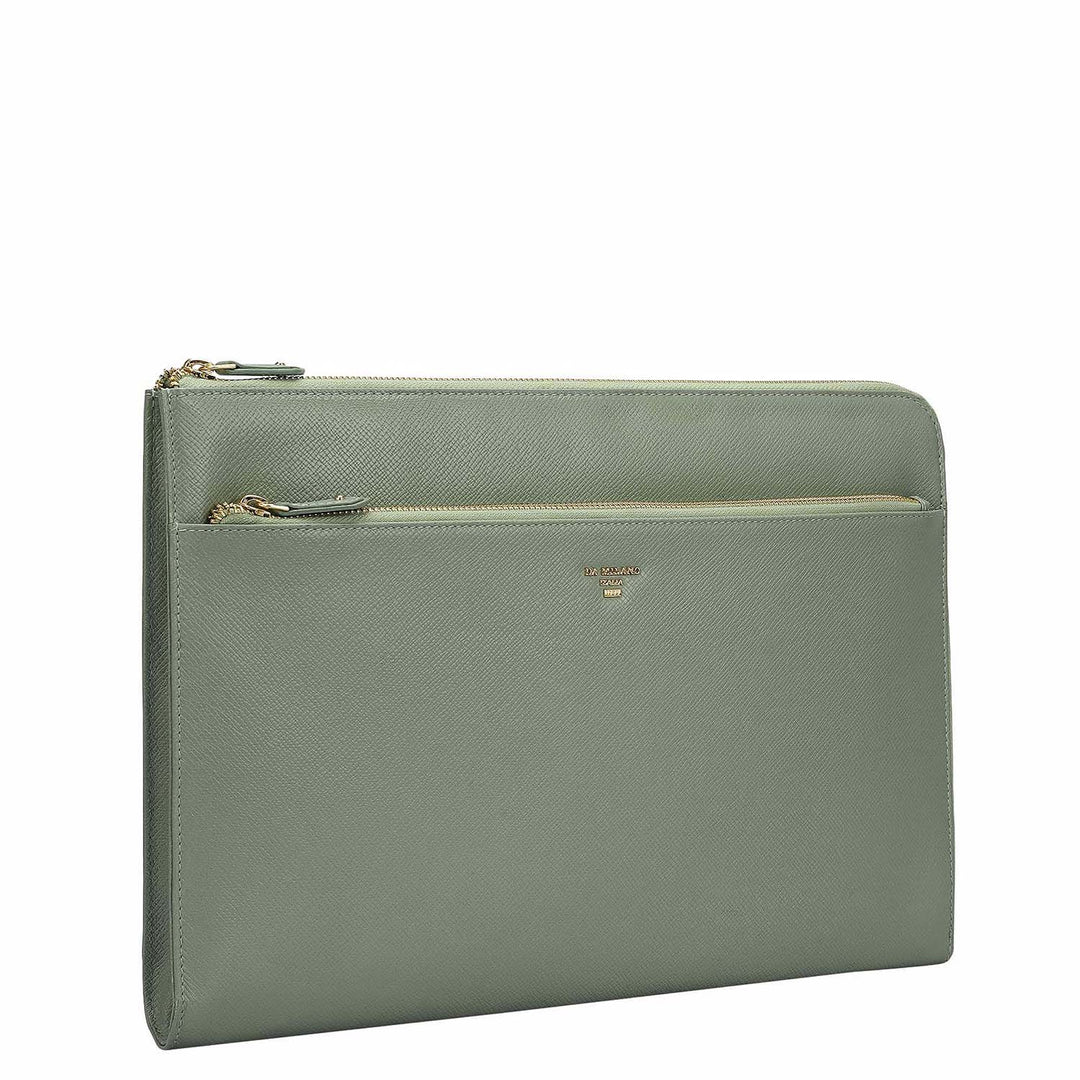 Franzy Leather Laptop Sleeve - Mint