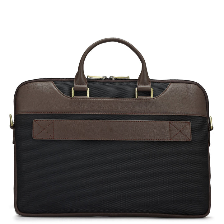 Canvas Wax Leather Laptop Sleeve - Black & Chocolate