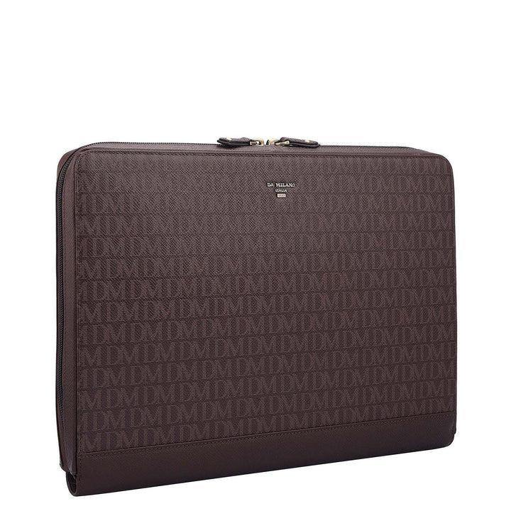 Monogram Leather Laptop Sleeve - Chocolate