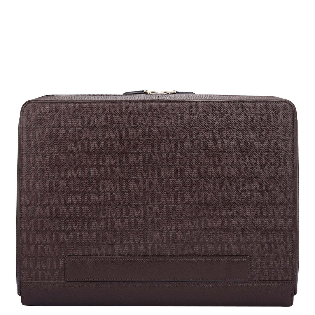 Monogram Leather Laptop Sleeve - Chocolate