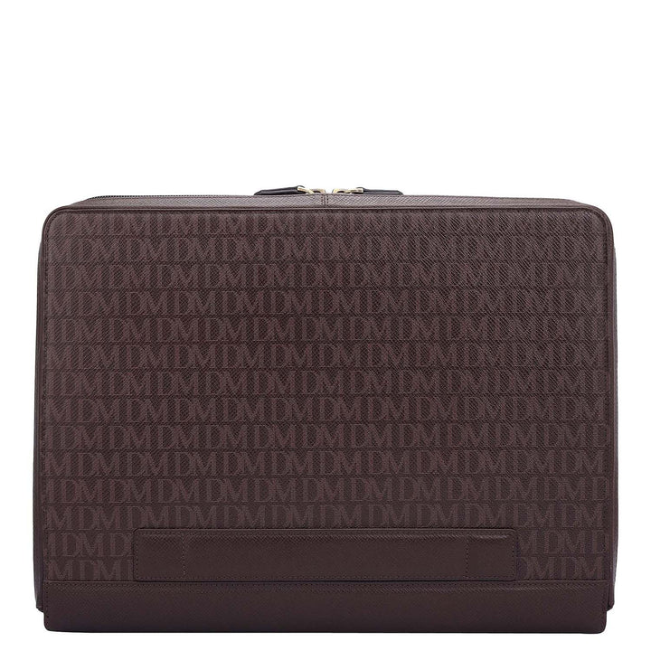 Monogram Leather Laptop Sleeve - Chocolate