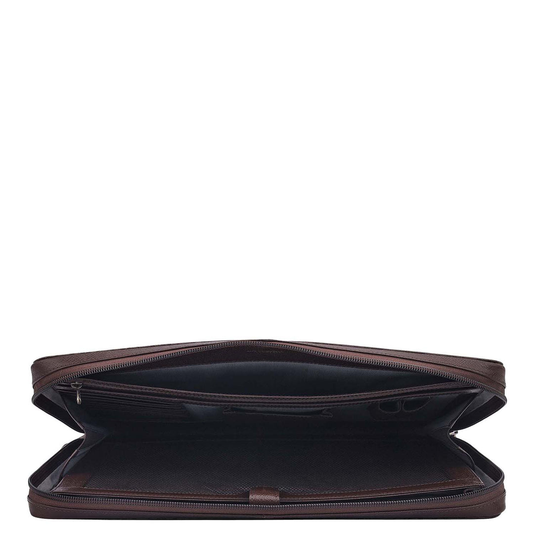 Monogram Leather Laptop Sleeve - Chocolate