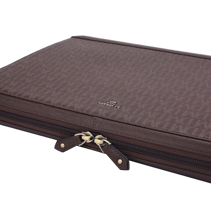 Monogram Leather Laptop Sleeve - Chocolate