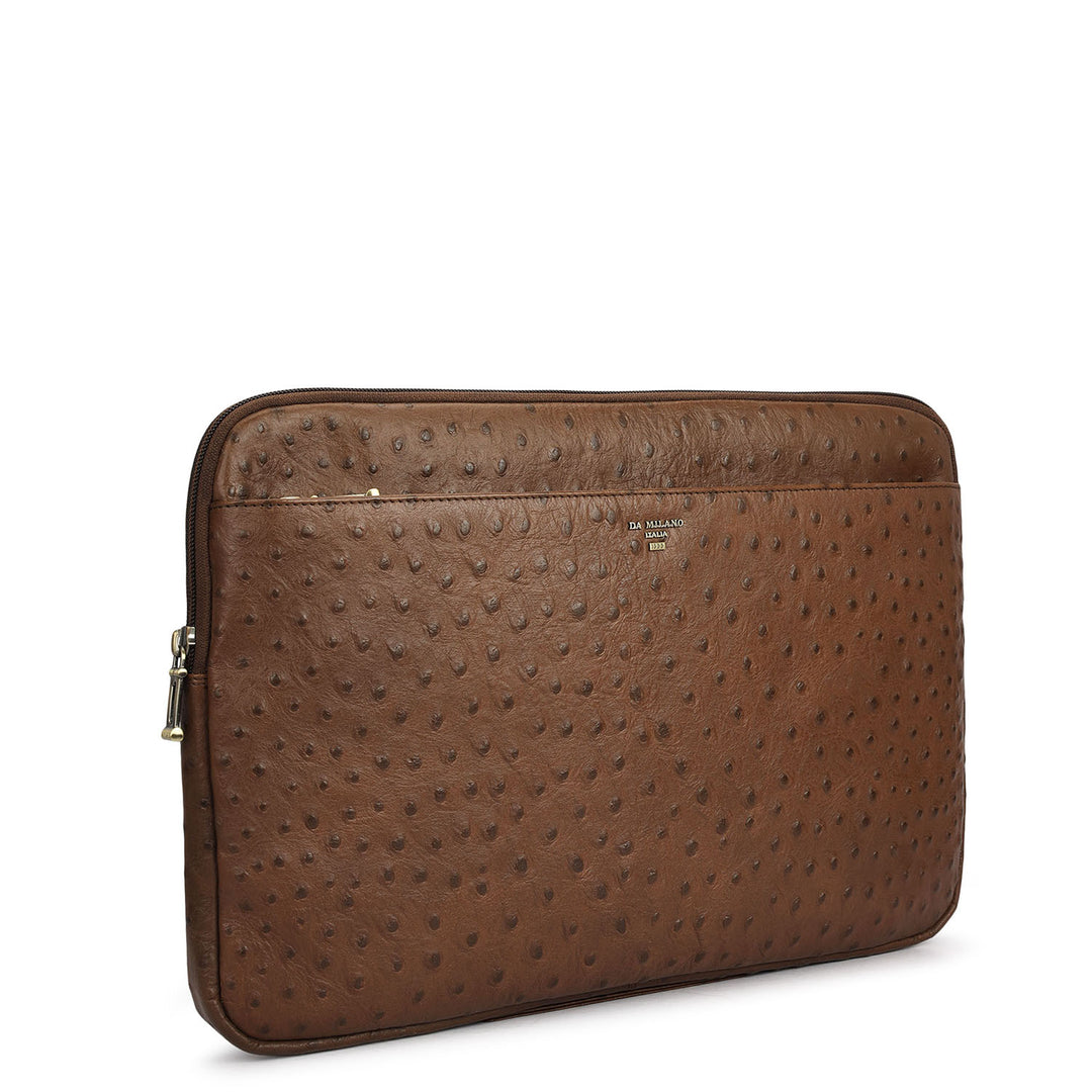 Ostrich Leather Laptop Sleeve - Mocha