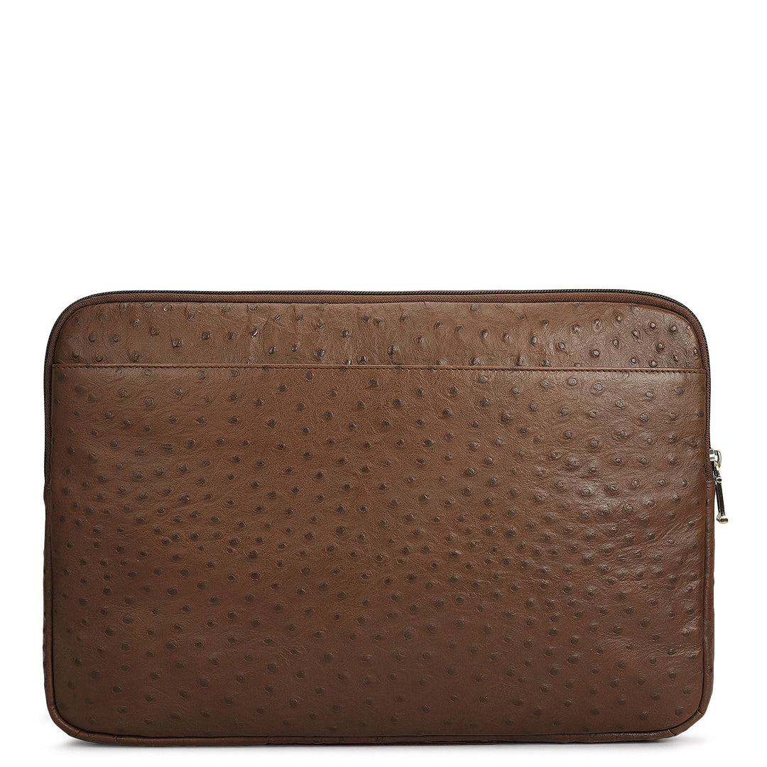 Ostrich Leather Laptop Sleeve - Mocha