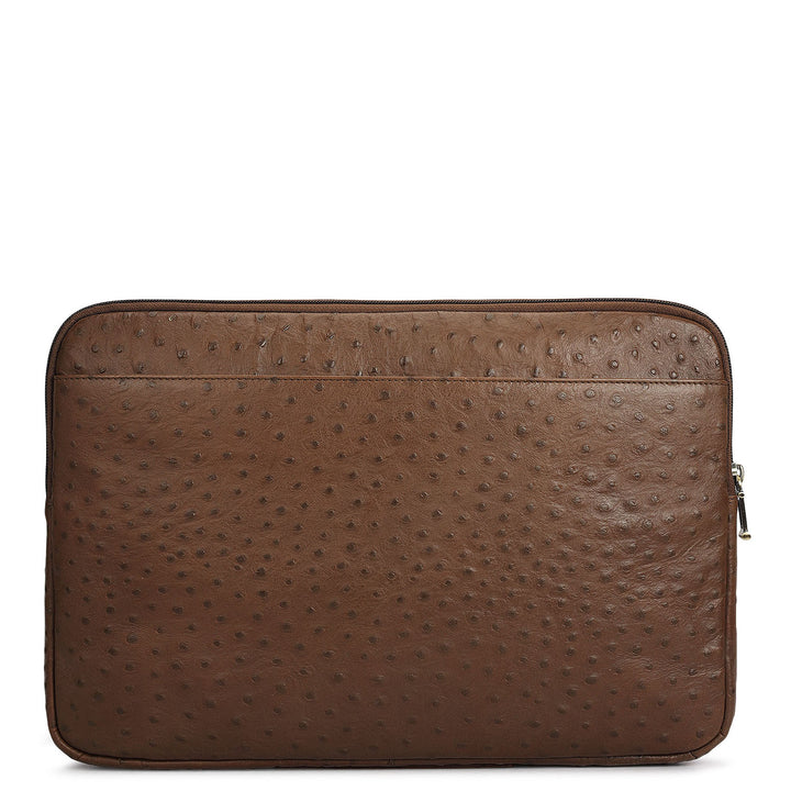 Ostrich Leather Laptop Sleeve - Mocha