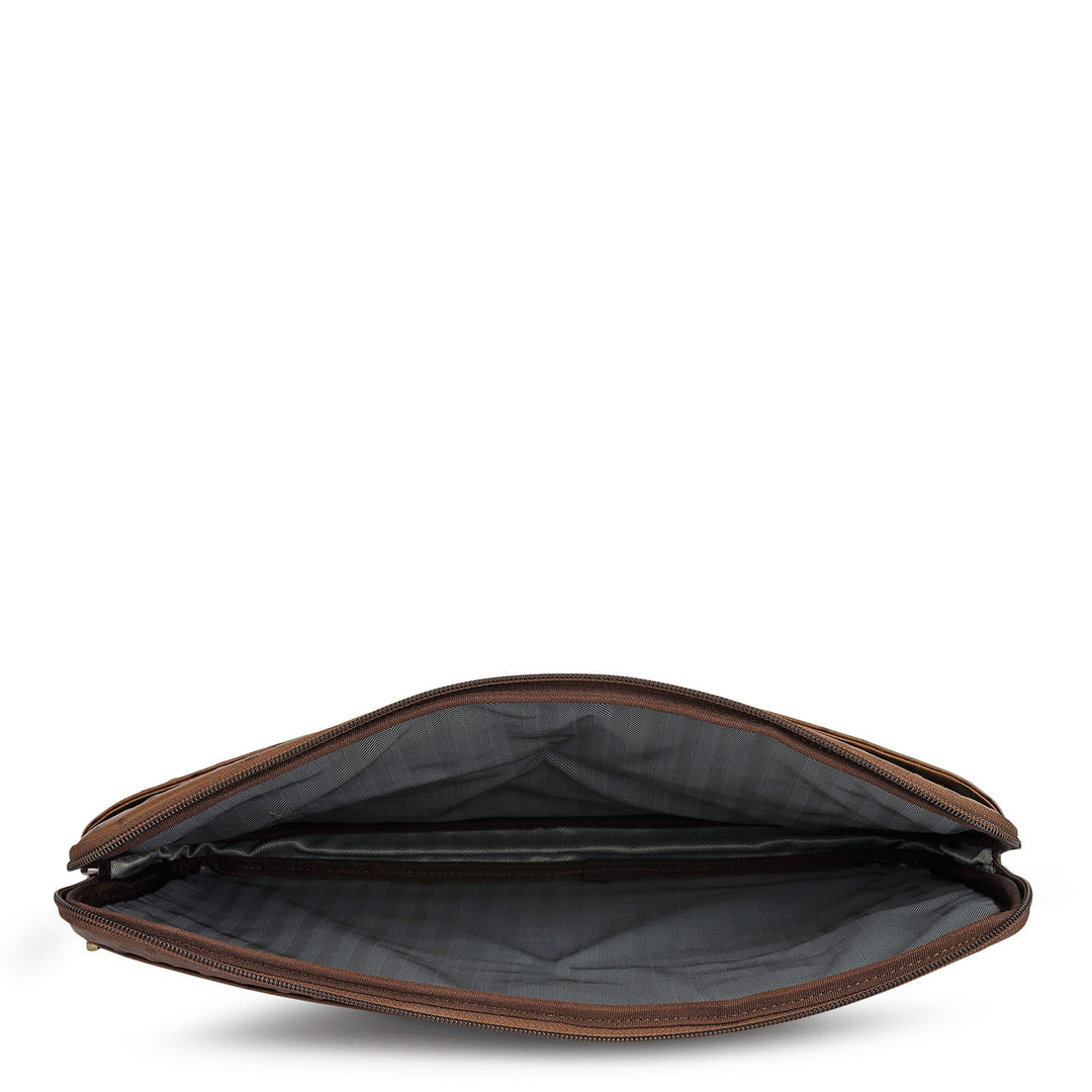 Ostrich Leather Laptop Sleeve - Mocha