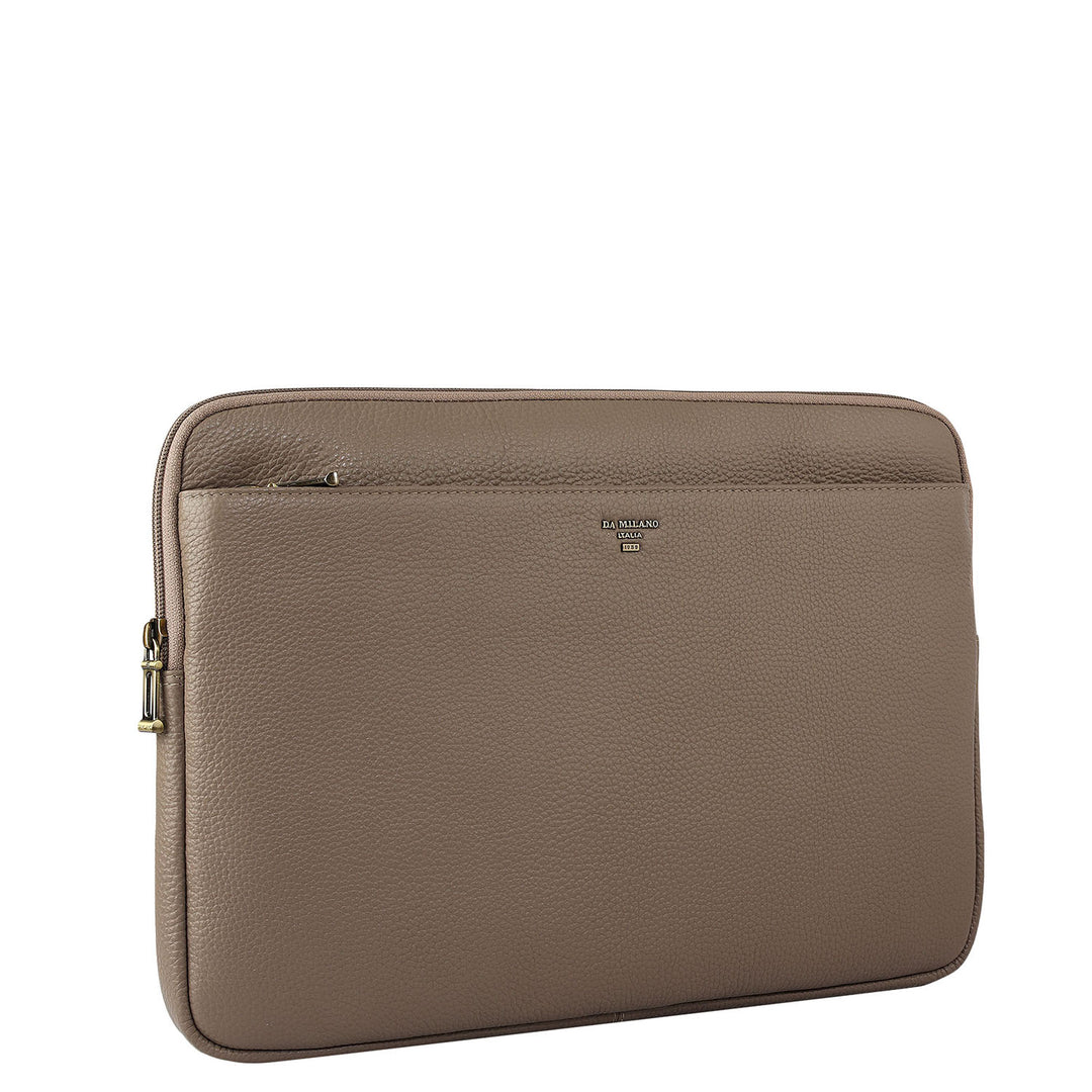 Wax Leather Laptop Sleeve - Greyish Taupe