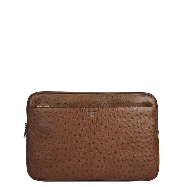 Ostrich Leather Laptop Sleeve - Mocha