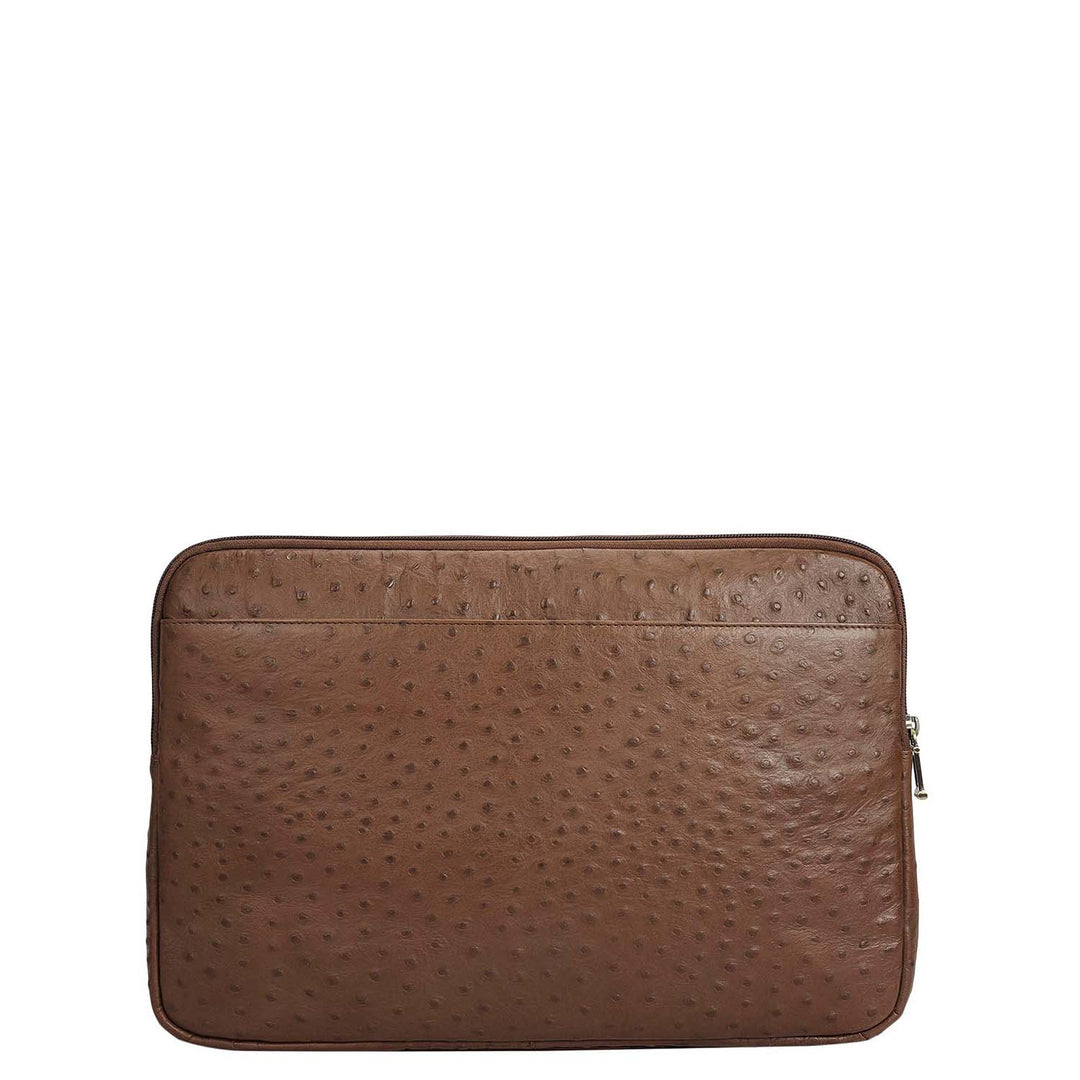 Ostrich Leather Laptop Sleeve - Mocha