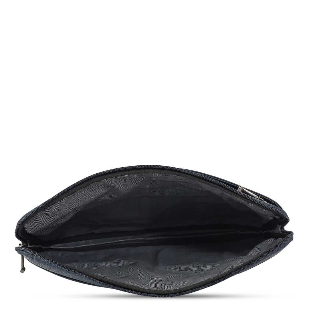 Wax Leather Laptop Sleeve - Navy