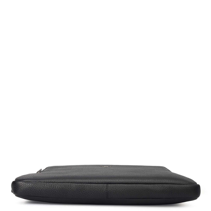Wax Plain Leather Laptop Sleeve - Black