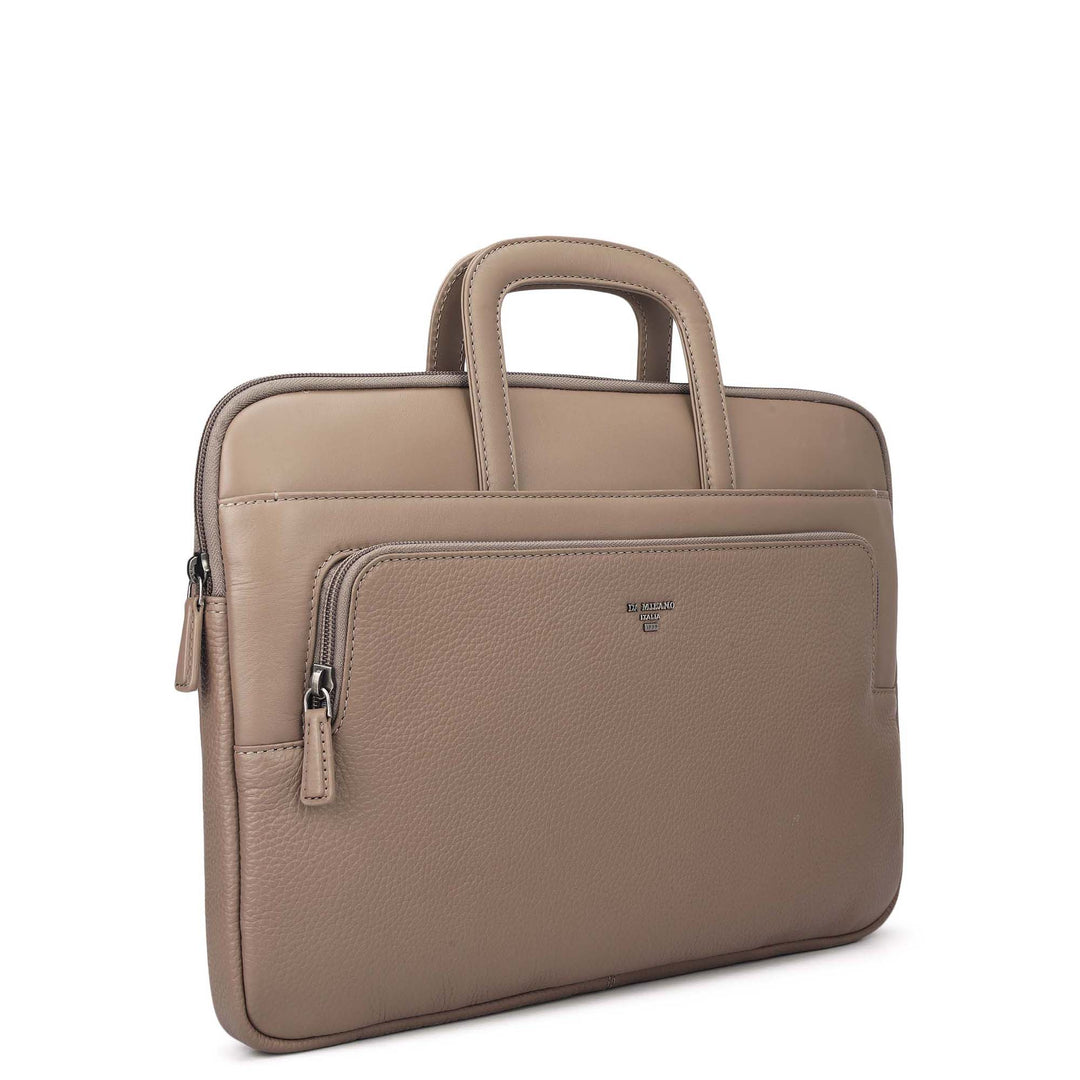 Wax Plain Leather Laptop Sleeve - Smoke Grey