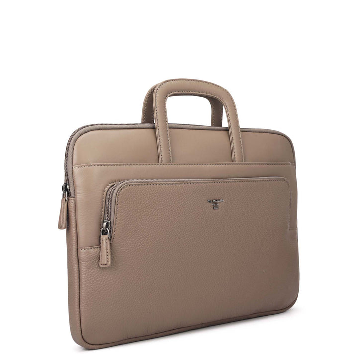 Wax Plain Leather Laptop Sleeve - Smoke Grey