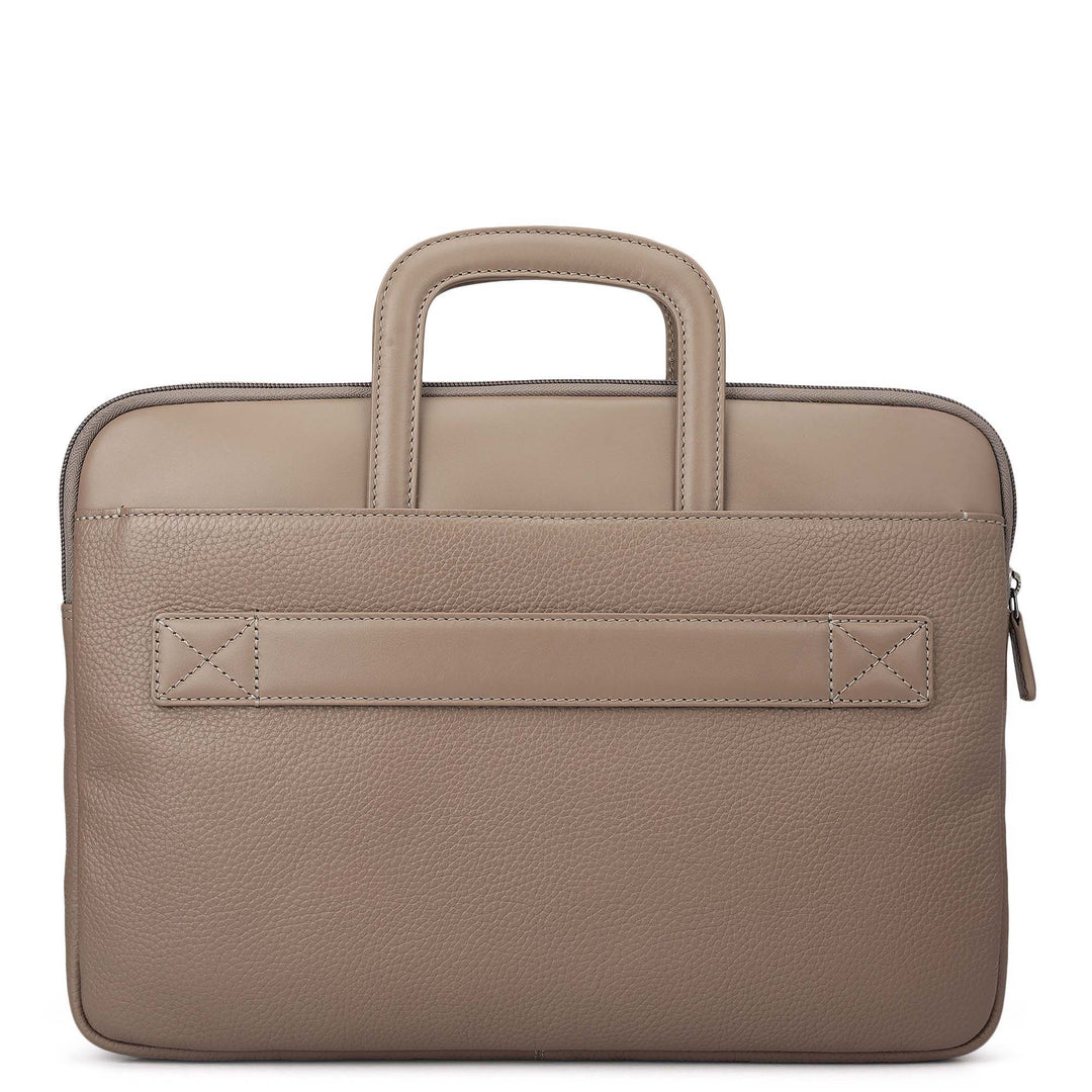 Wax Plain Leather Laptop Sleeve - Smoke Grey
