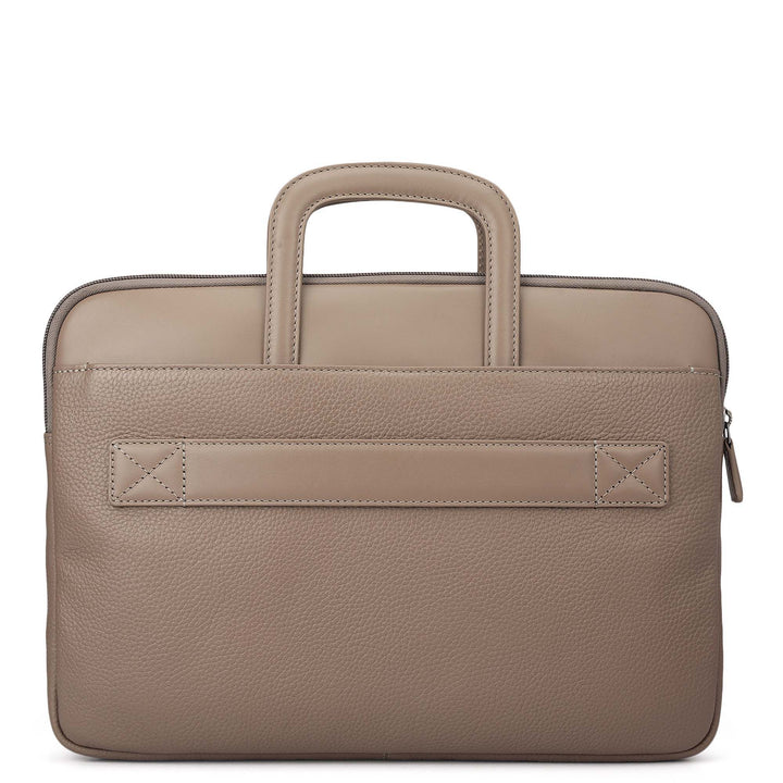 Wax Plain Leather Laptop Sleeve - Smoke Grey