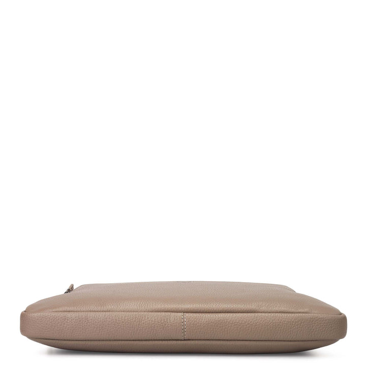 Wax Plain Leather Laptop Sleeve - Smoke Grey