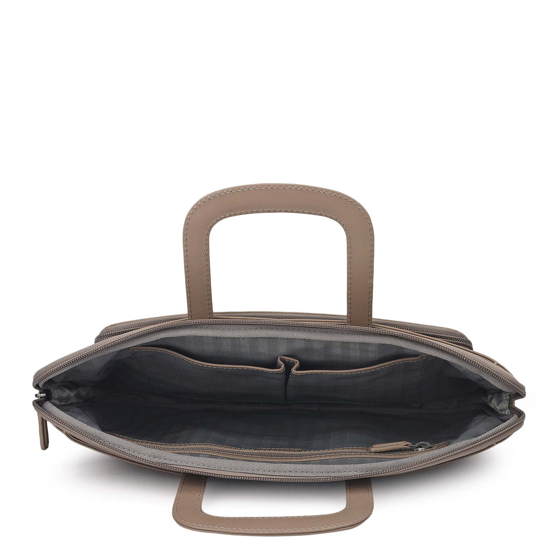 Wax Plain Leather Laptop Sleeve - Smoke Grey