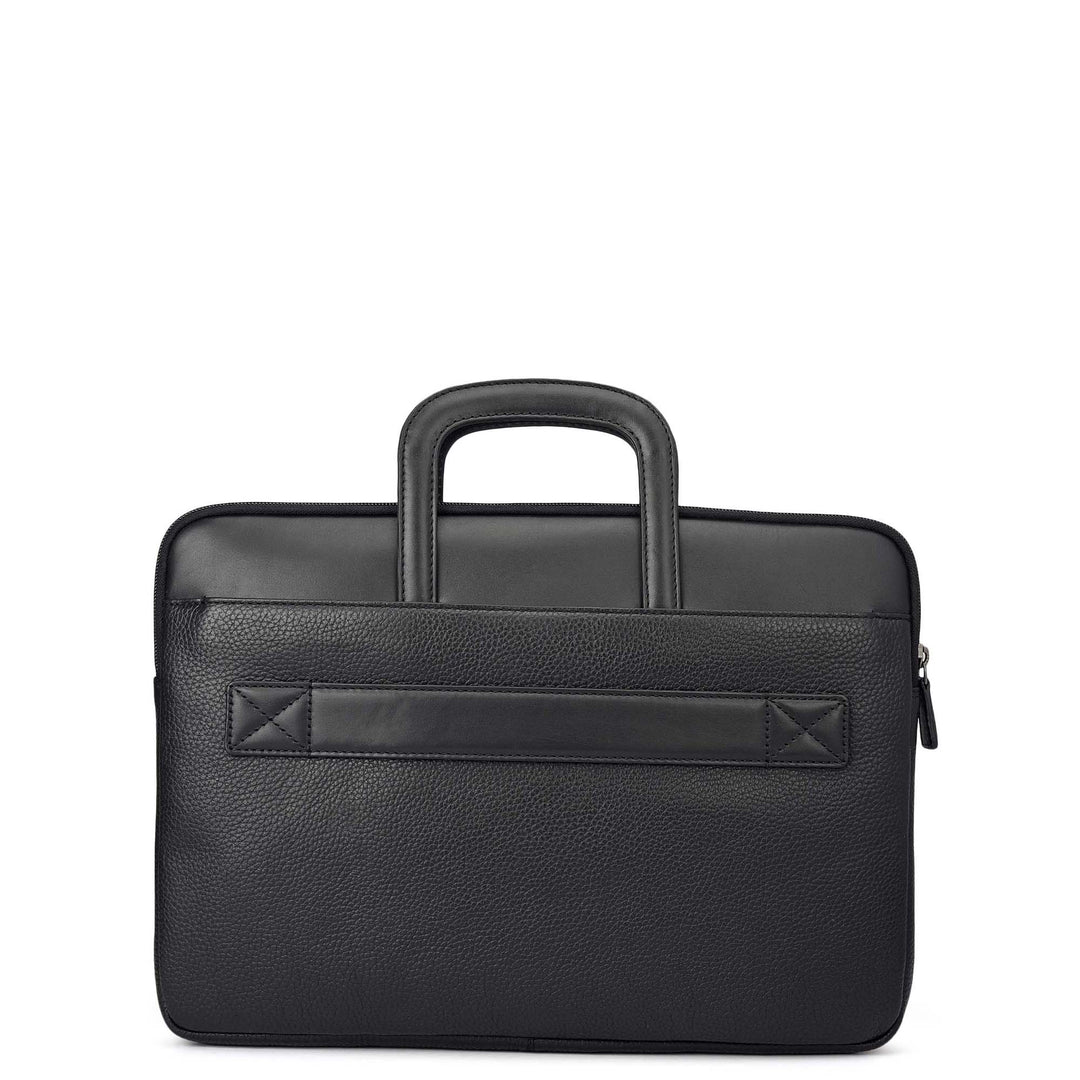 Wax Plain Leather Laptop Sleeve - Black