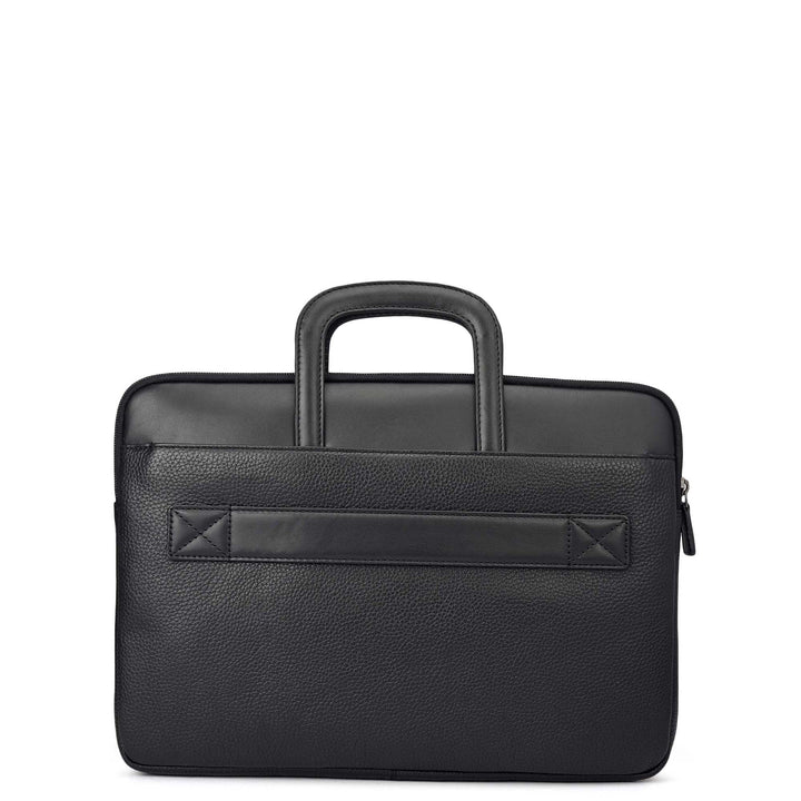 Wax Plain Leather Laptop Sleeve - Black