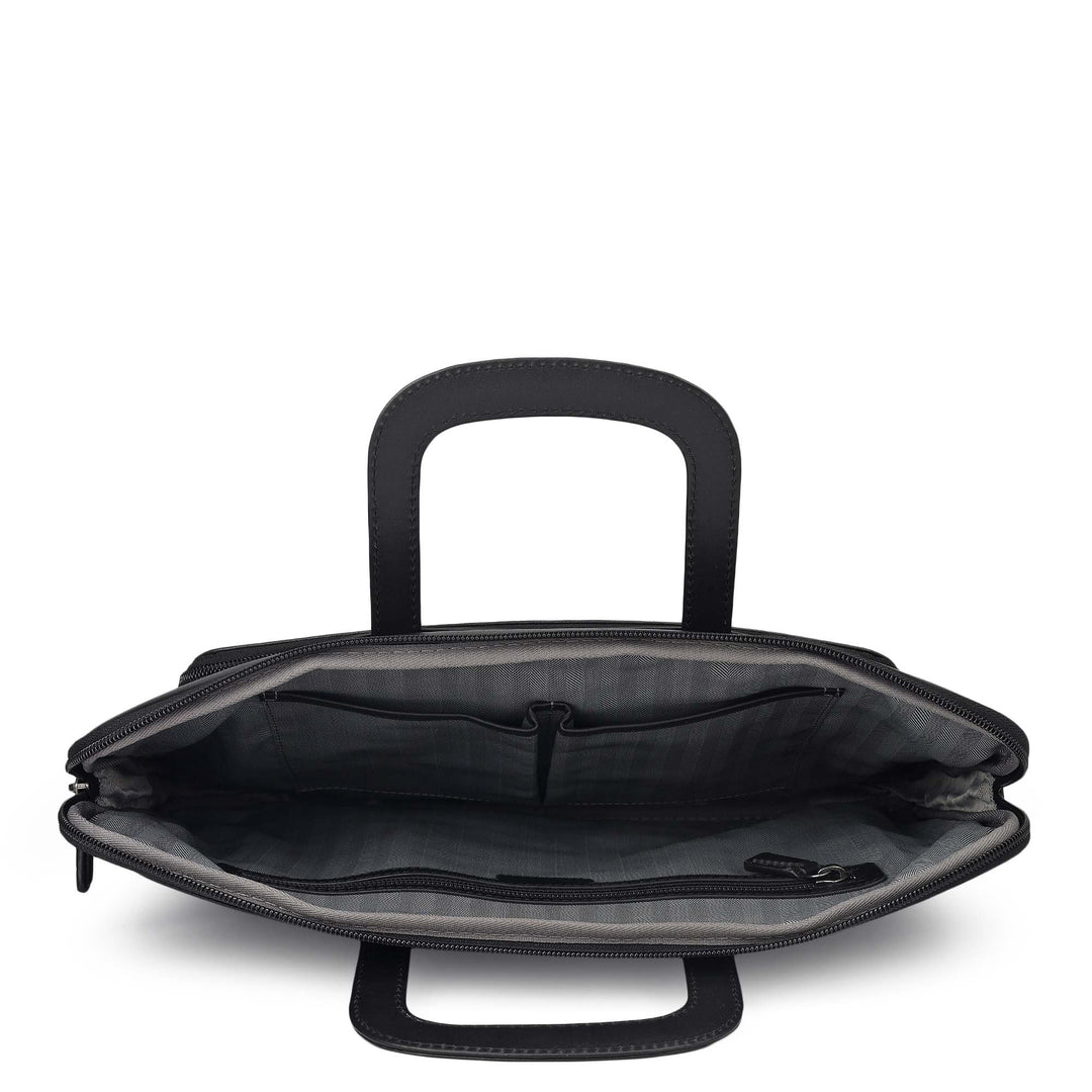 Wax Plain Leather Laptop Sleeve - Black