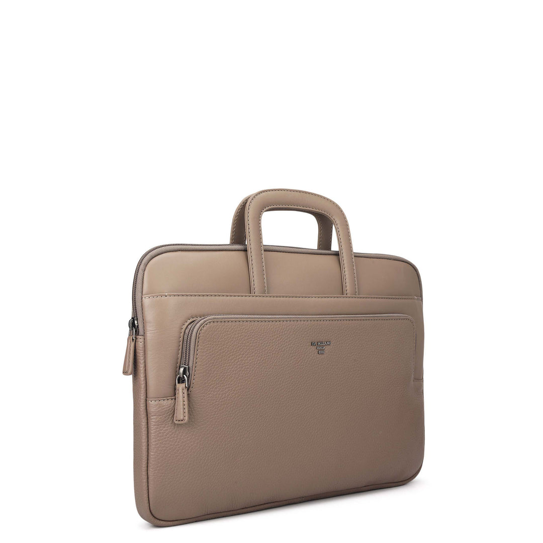 Wax Plain Leather Laptop Sleeve - Smoke Grey