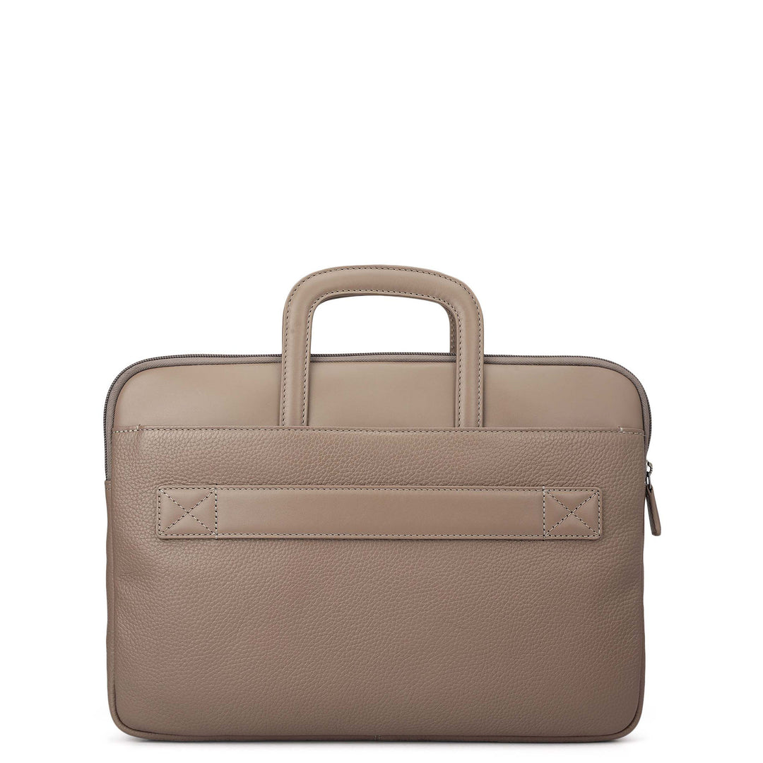 Wax Plain Leather Laptop Sleeve - Smoke Grey