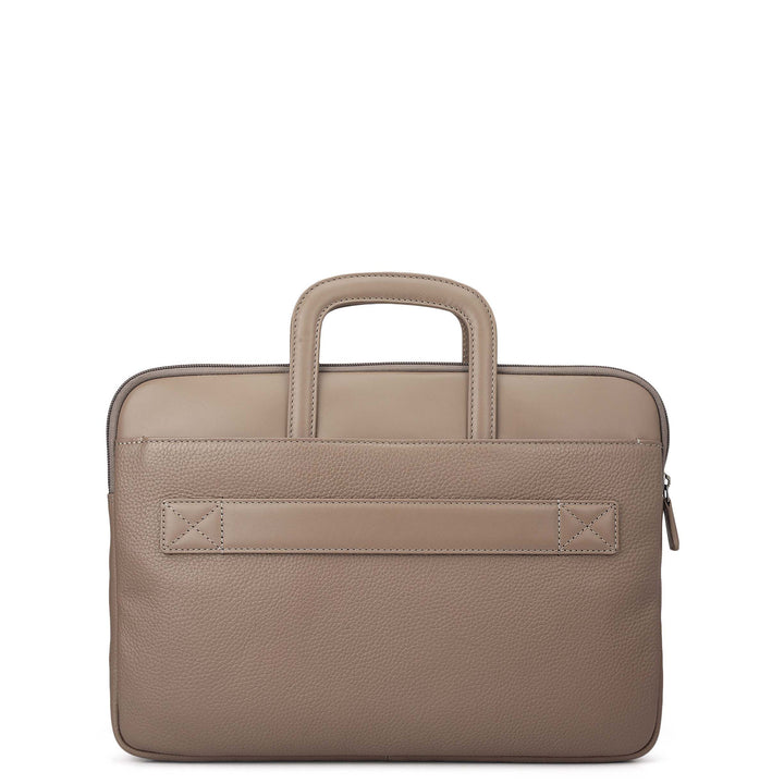Wax Plain Leather Laptop Sleeve - Smoke Grey