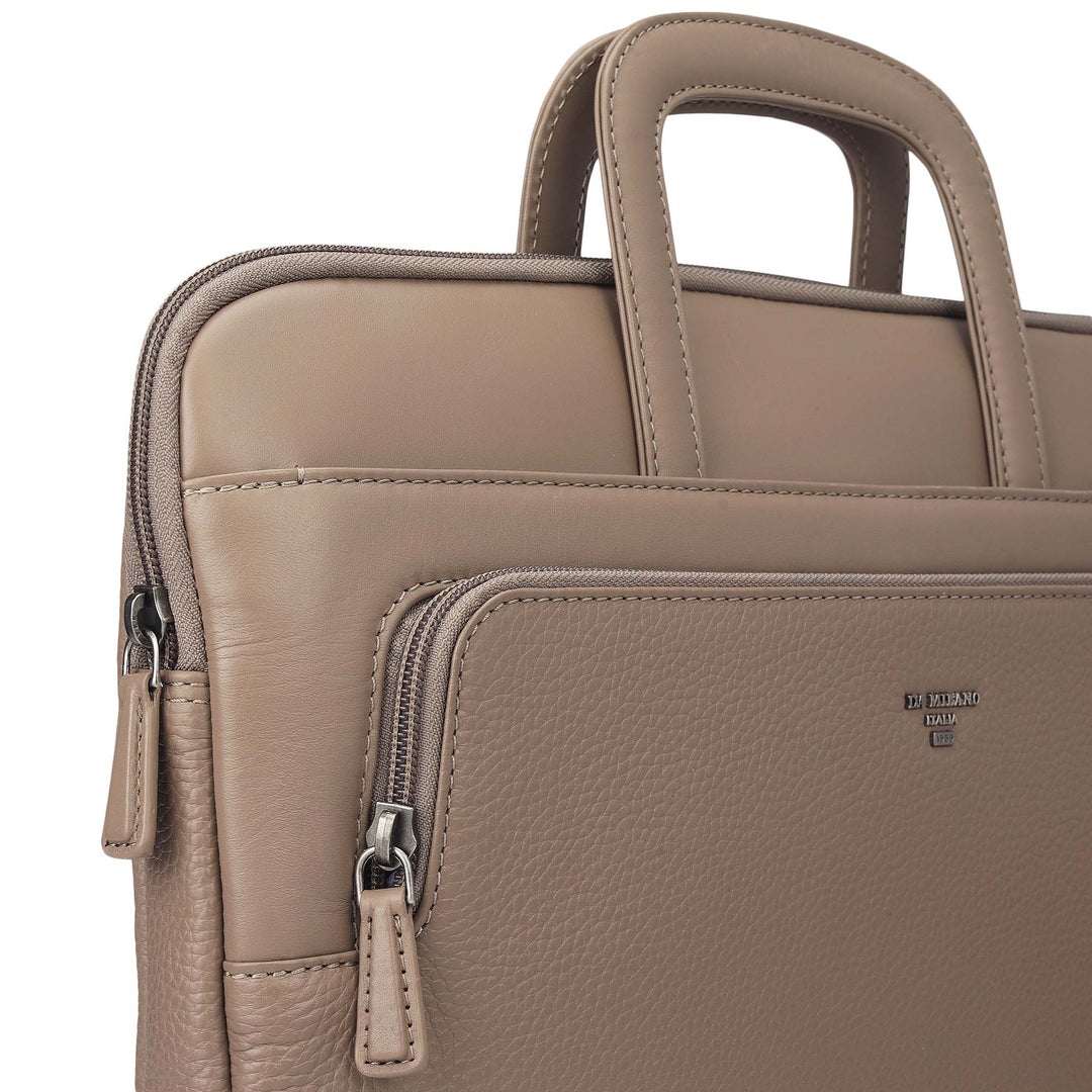 Wax Plain Leather Laptop Sleeve - Smoke Grey